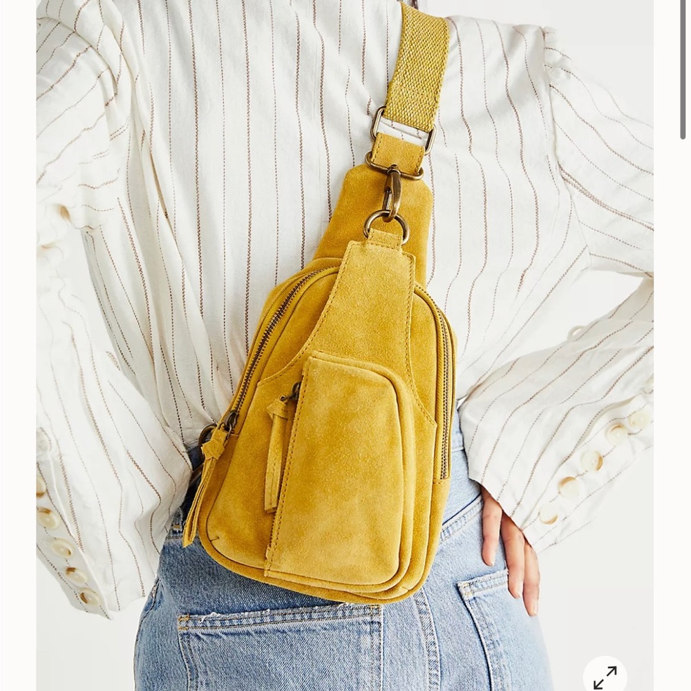 Free People Hudson Suede Sling Bag Spicy Mustard
